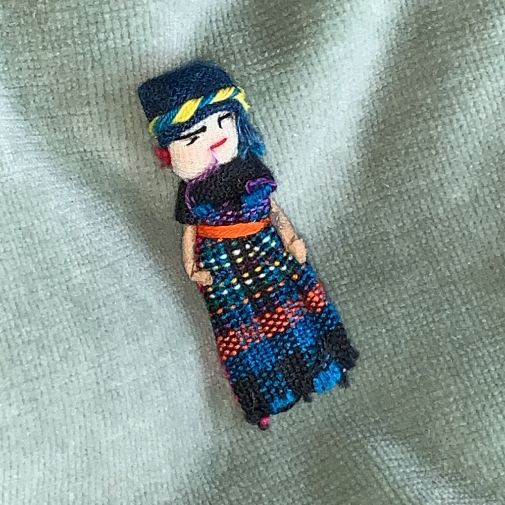 Vintage miniature tiny handmade Worry doll from Guatemala